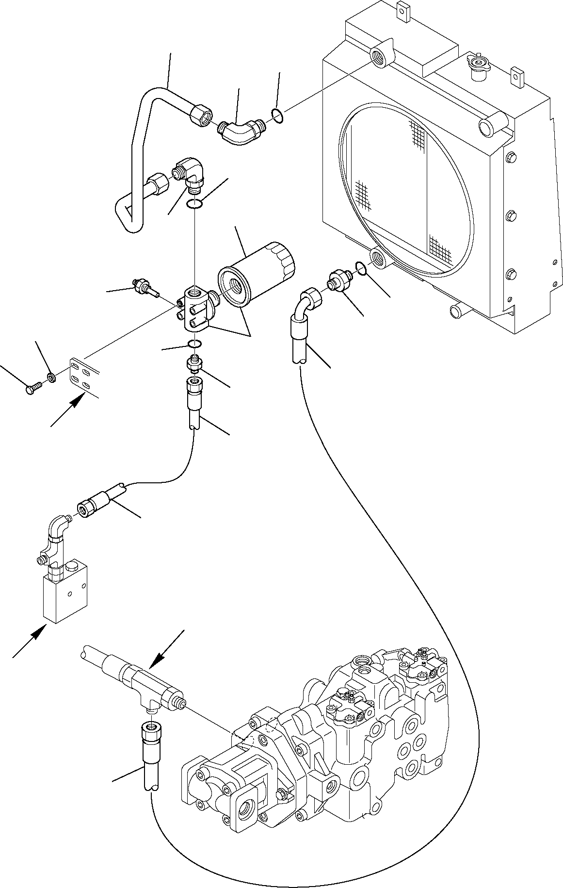 Skid Steer Loaders Komatsu / SK818-5 USA S/N 37BF50003-Up(sk818a) / HYDRAULIC PIPING (OIL COOLER AND RETURN LINE)(F-0950 : 6525)