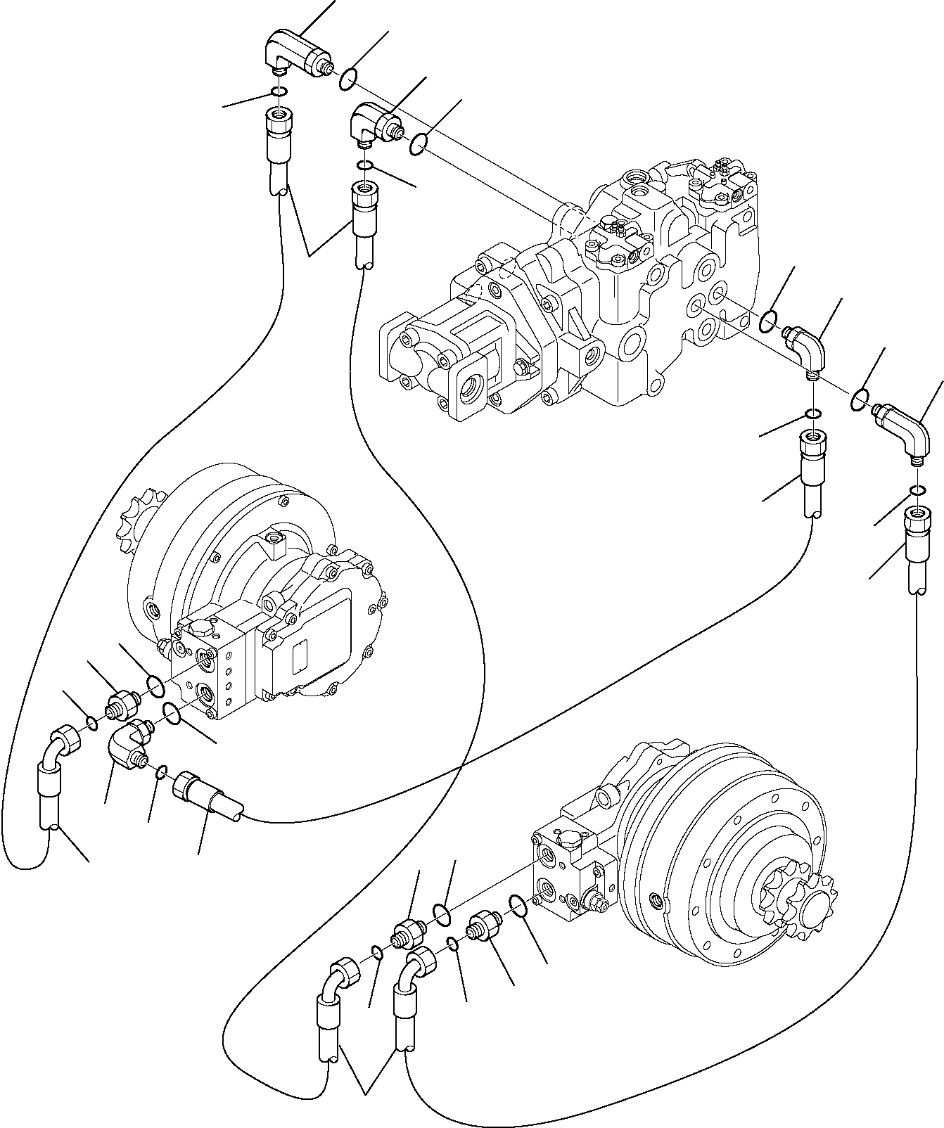 Skid Steer Loaders Komatsu / SK820-5 USA turbo S/N 37BTF50003-Up(sk820ta) / HYDRAULIC PIPING (TRAVEL MOTOR LINE)(F-0980 : 6540)