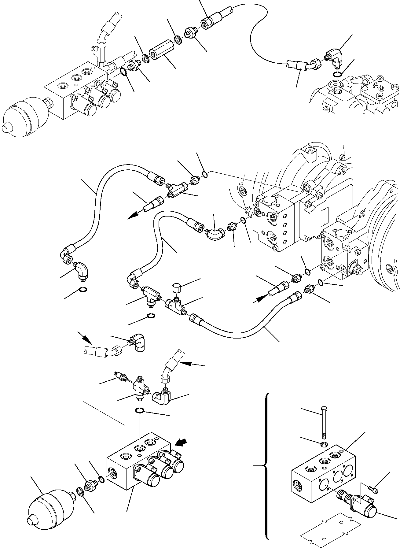 Skid Steer Loaders Komatsu / SK820-5 USA turbo S/N 37BTF50003-Up(sk820ta) / HYDRAULIC PIPING (SERVOCONTROL LINE) (2/2)(F-1000 : 6555)