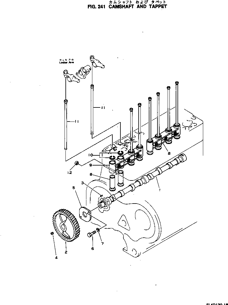 Komatsu parts book diagram for SL4D130-1C S/N 24260-UP: CAMSHAFT AND TAPPET