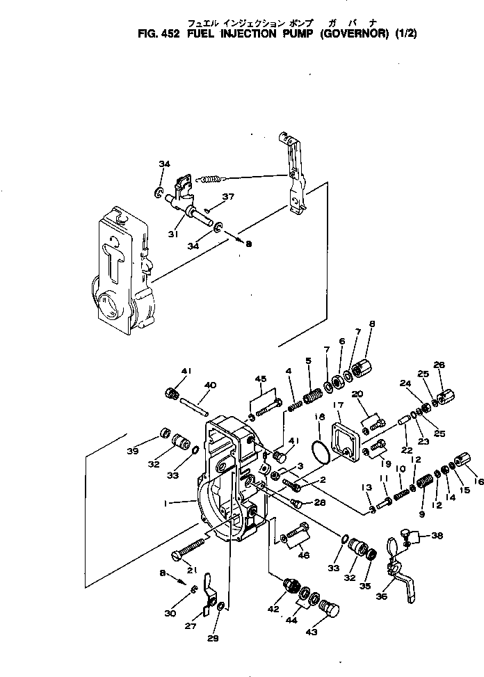 Komatsu parts book diagram for SL4D130-1C S/N 24260-UP: FUEL INJECTION PUMP (GOVERNOR) (1/2)