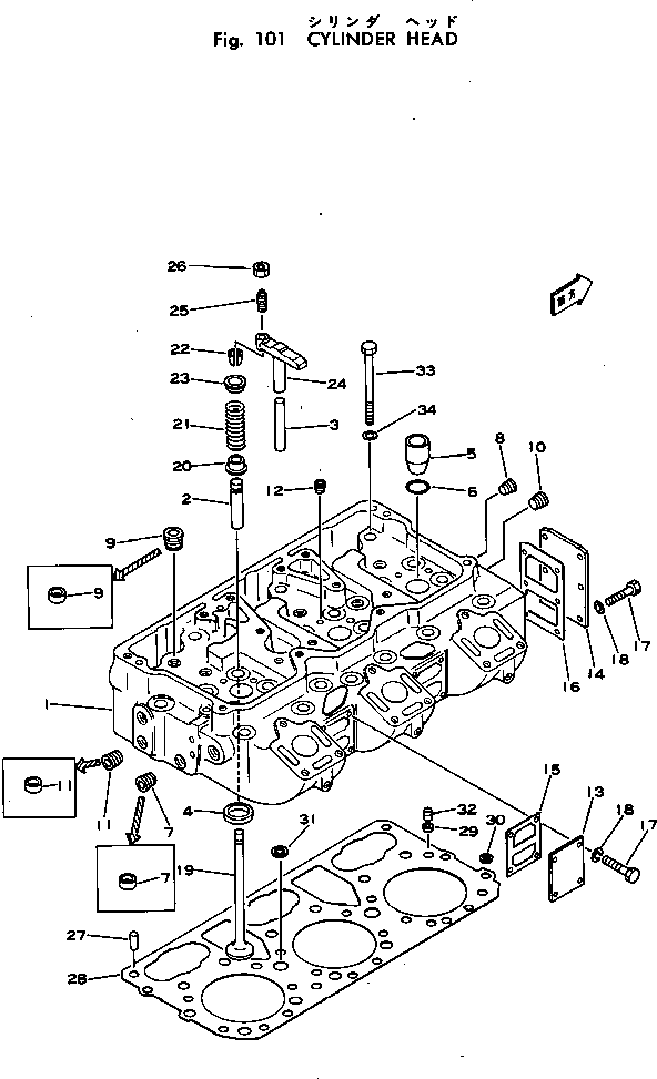 Komatsu parts book diagram for VT-1710-1 S/N 576252-UP: CYLINDER HEAD