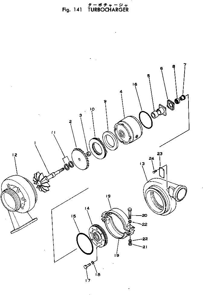 Komatsu parts book diagram for VT-1710-1 S/N 576252-UP: TURBOCHARGER