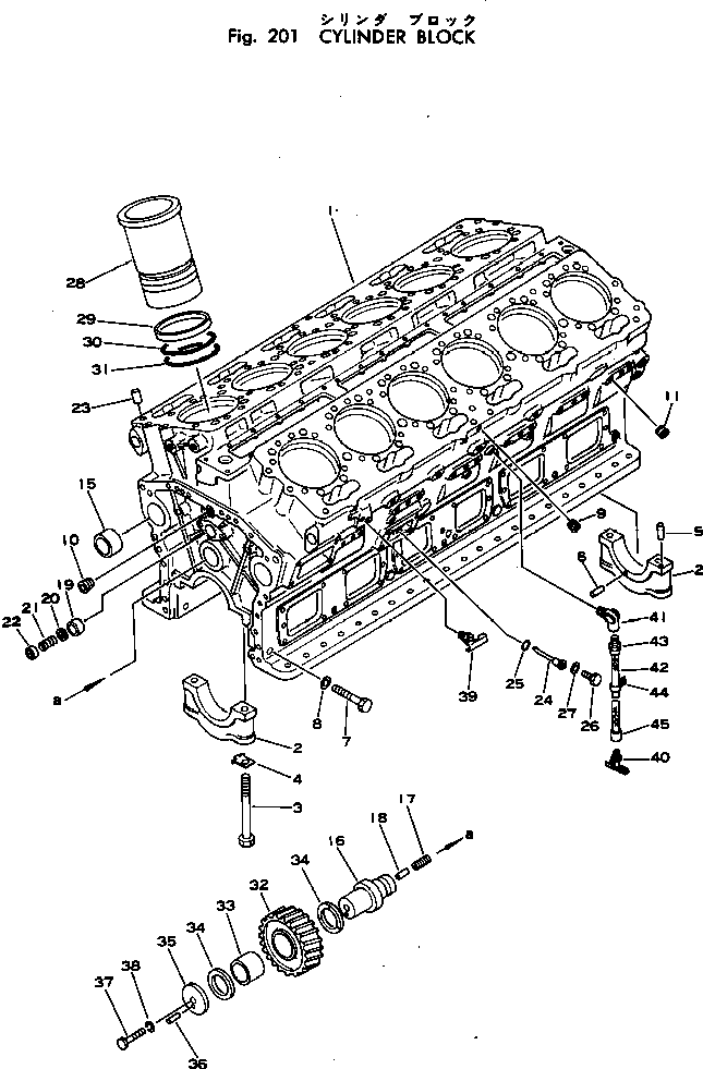 Komatsu parts book diagram for VT-1710-1 S/N 576252-UP: CYLINDER BLOCK