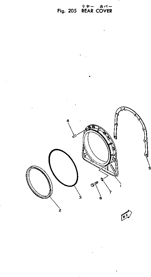 Komatsu parts book diagram for VT-1710-1 S/N 576252-UP: REAR COVER
