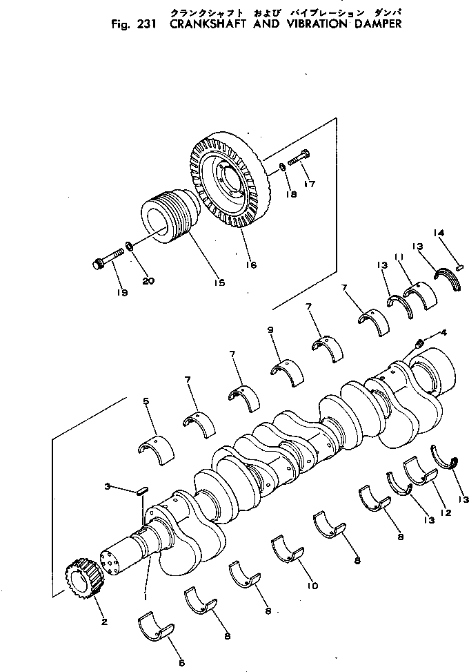 Komatsu parts book diagram for VT-1710-1 S/N 576252-UP: CRANKSHAFT AND VIBRATION DAMPER