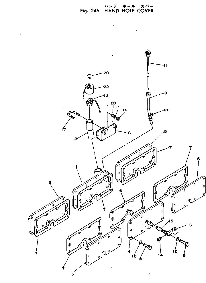 Komatsu parts book diagram for VT-1710-1 S/N 576252-UP: HAND HOLE COVER