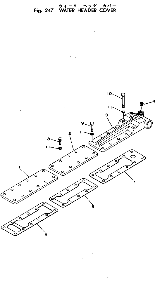 Komatsu parts book diagram for VT-1710-1 S/N 576252-UP: WATER HEADER COVER