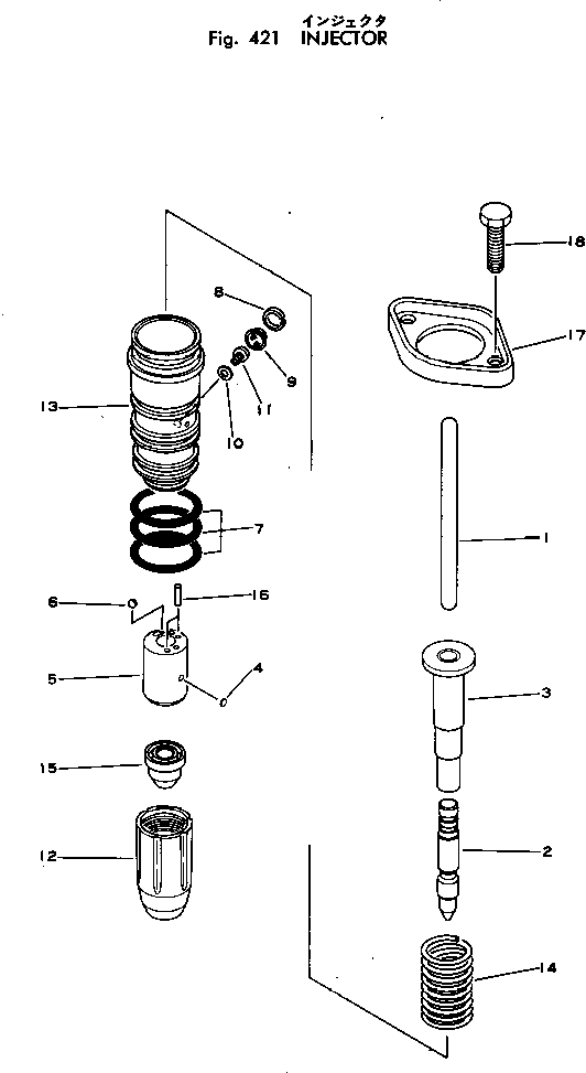Komatsu parts book diagram for VT-1710-1 S/N 576252-UP: INJECTOR