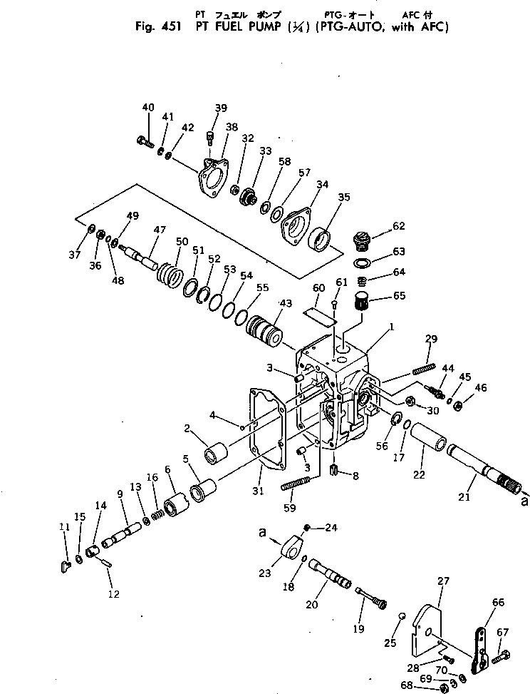Komatsu parts book diagram for VT-1710-1 S/N 576252-UP: PT FUEL PUMP (1/4) (PTG AUTO ? WITH AFC)