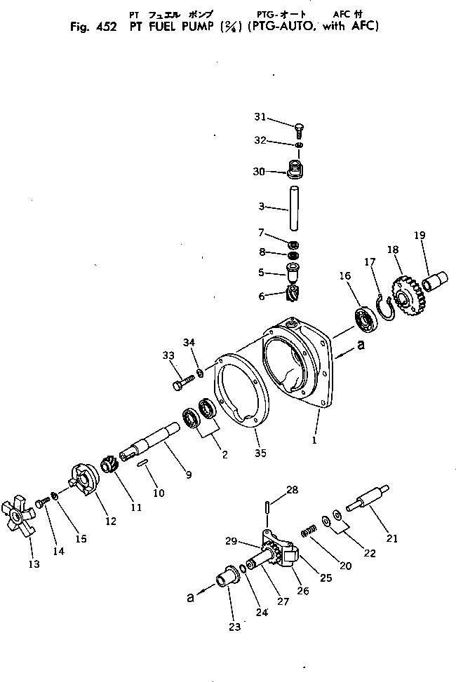 Komatsu parts book diagram for VT-1710-1 S/N 576252-UP: PT FUEL PUMP (2/4) (PTG AUTO ? WITH AFC)