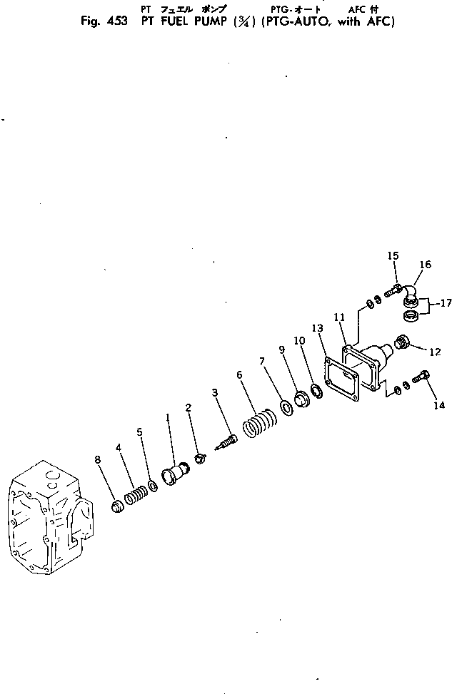 Komatsu parts book diagram for VT-1710-1 S/N 576252-UP: PT FUEL PUMP (3/4) (PTG AUTO ? WITH AFC)