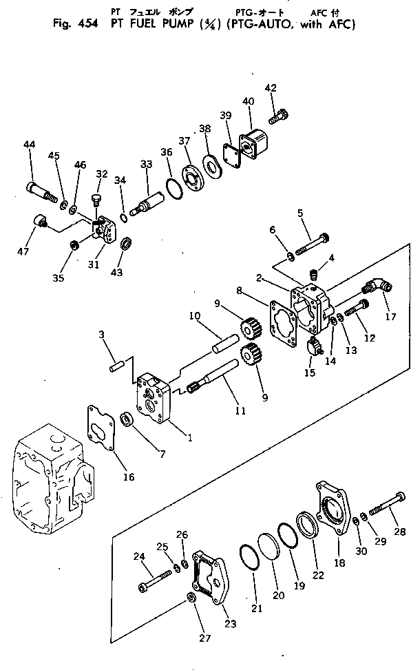 Komatsu parts book diagram for VT-1710-1 S/N 576252-UP: PT FUEL PUMP (4/4) (PTG AUTO ? WITH AFC)