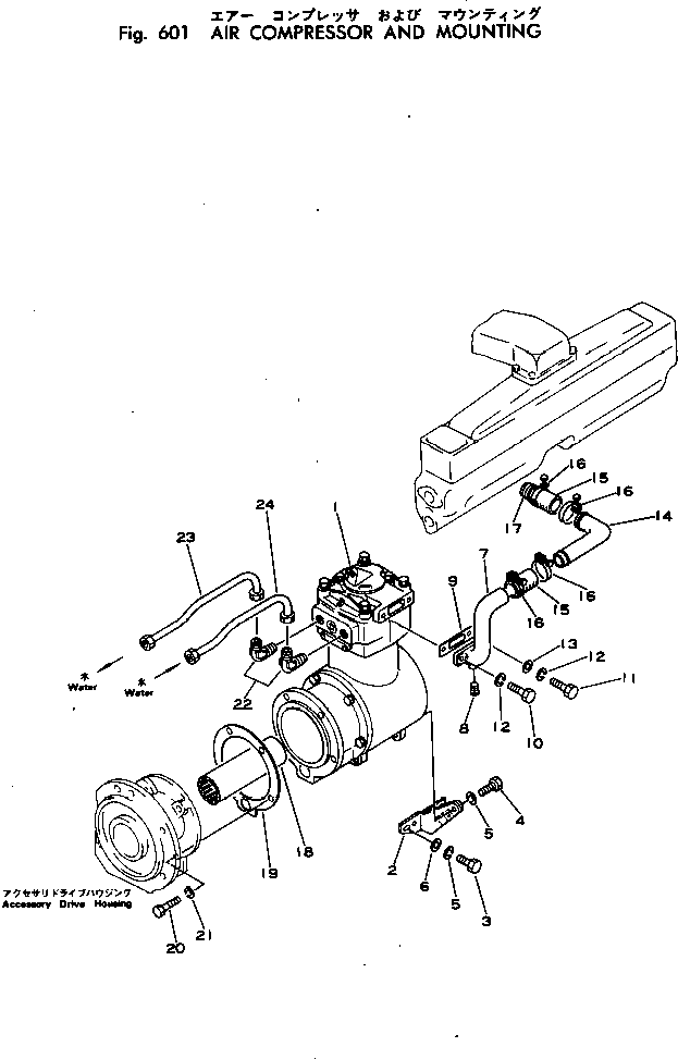 Komatsu parts book diagram for VT-1710-1 S/N 576252-UP: AIR COMPRESSOR AND MOUNTING