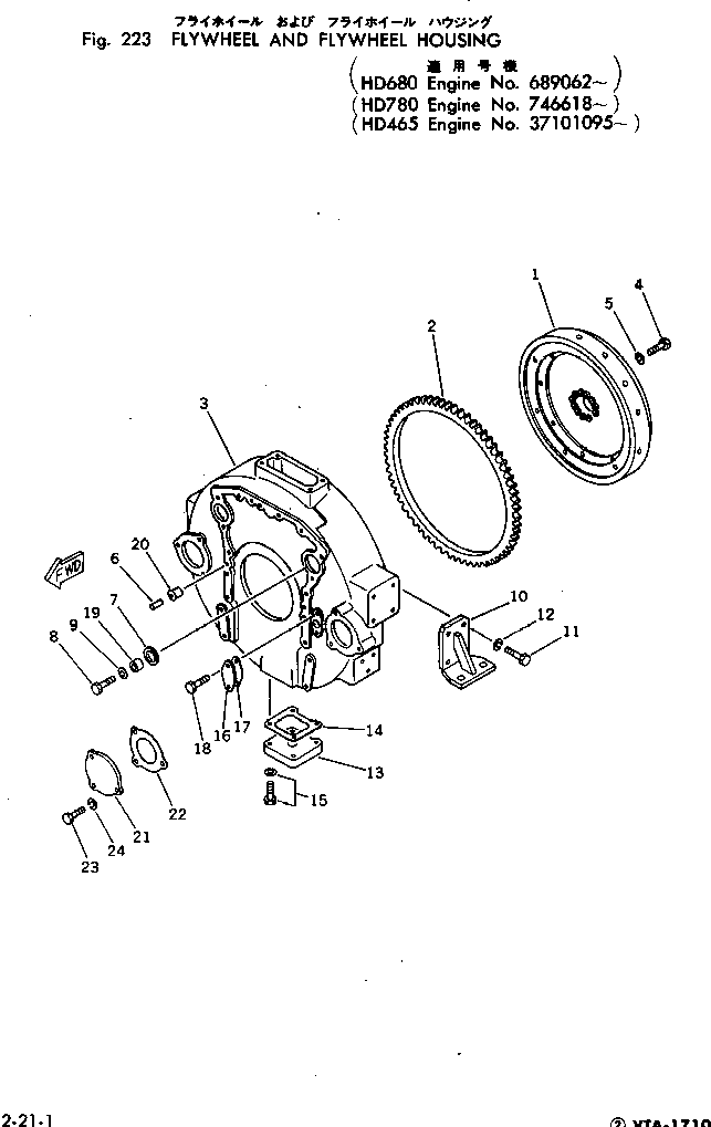 Engines Komatsu / VTA-1710-1C S/N 430077-UP(vta-172r) / FLYWHEEL AND FLYWHEEL HOUSING(060050 : 223)