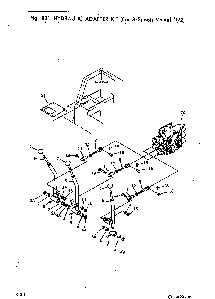 Wheel Loaders Komatsu / W30-1 S/N 10001-UP(w30-1c) / HYDRAULIC ADAPTER KIT (FOR 3-SPOOLS VALVE) (1/2)(240110 : 821)