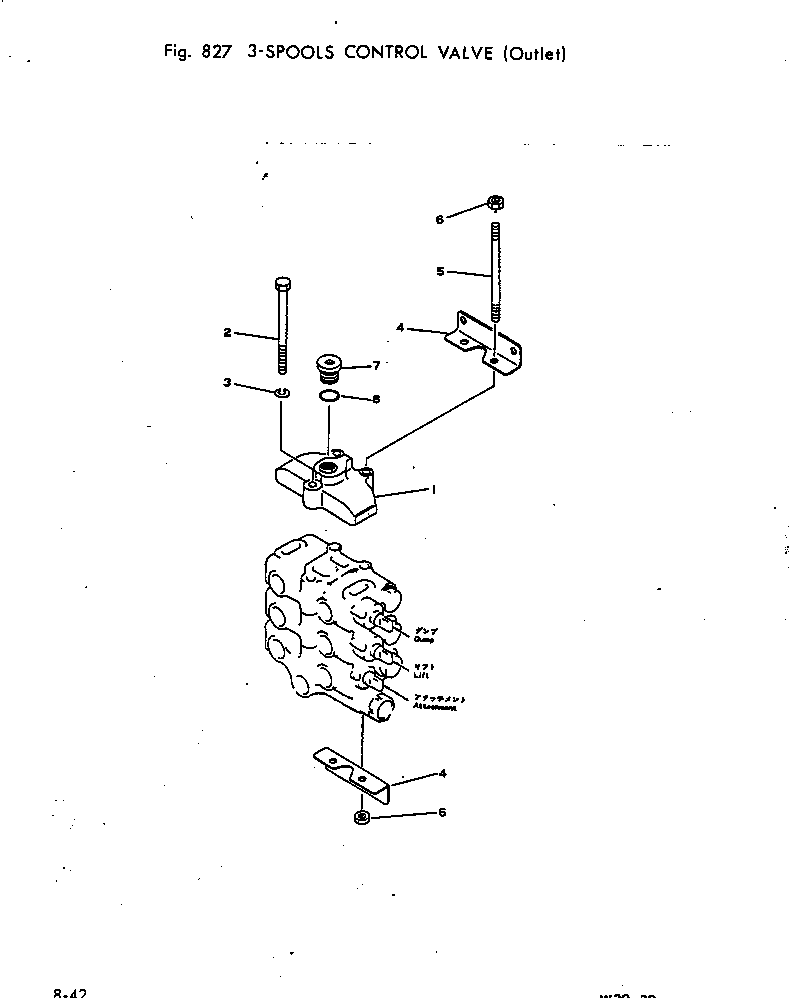 Wheel Loaders Komatsu / W30-1 S/N 10001-UP(w30-1c) / 3-SPOOLS CONTROL VALVE (OUTLET)(240160 : 827)