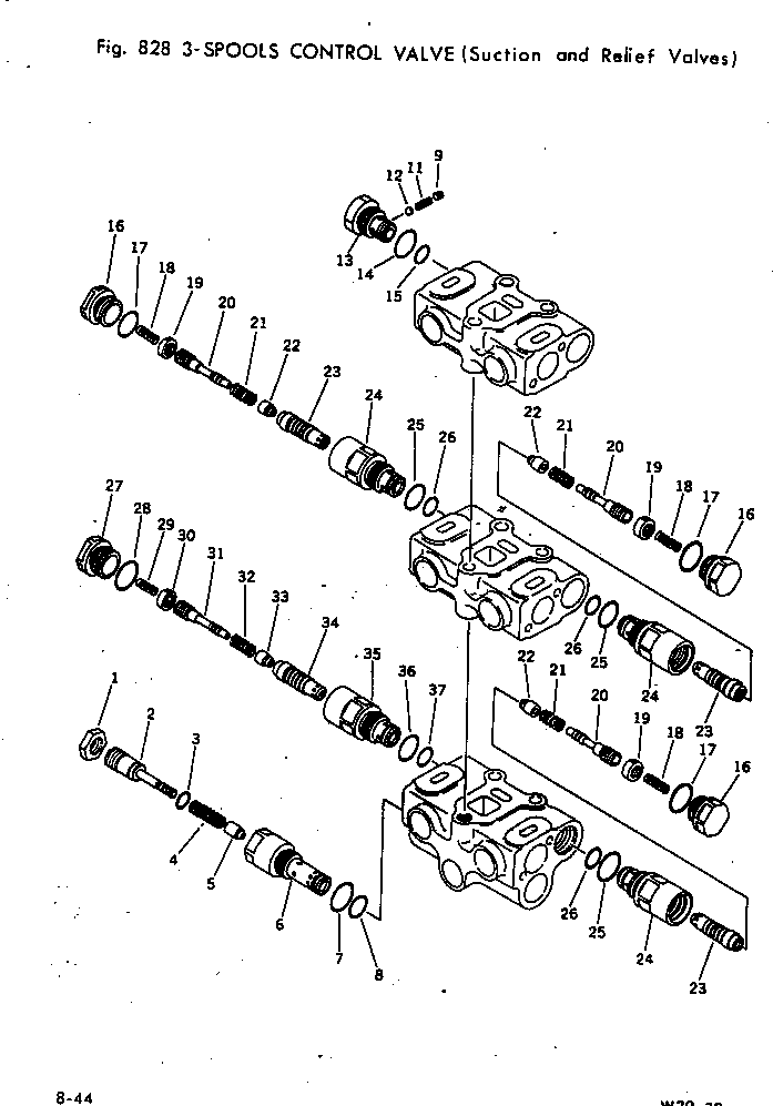Wheel Loaders Komatsu / W30-1 S/N 10001-UP(w30-1c) / 3-SPOOLS CONTROL VALVE (SUCTION AND RELIEF VALVES)(240170 : 828)