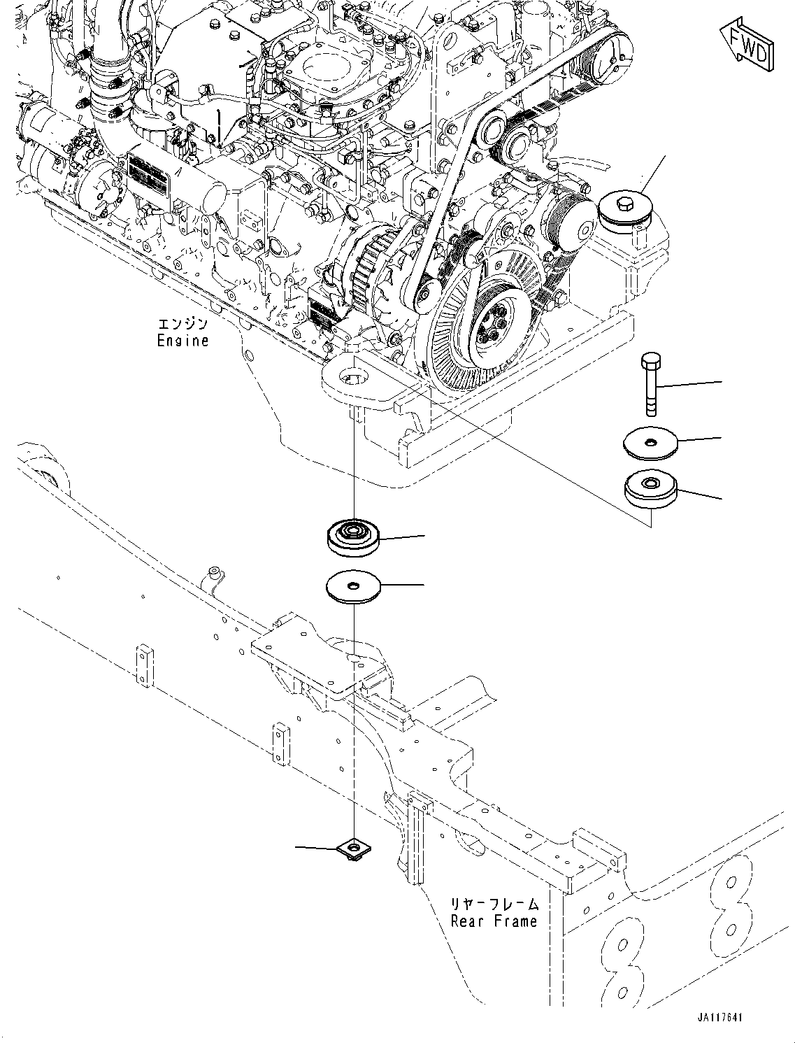 Komatsu parts book diagram for WA485-11E0 S/N H35051-UP: ENGINE MOUNTING