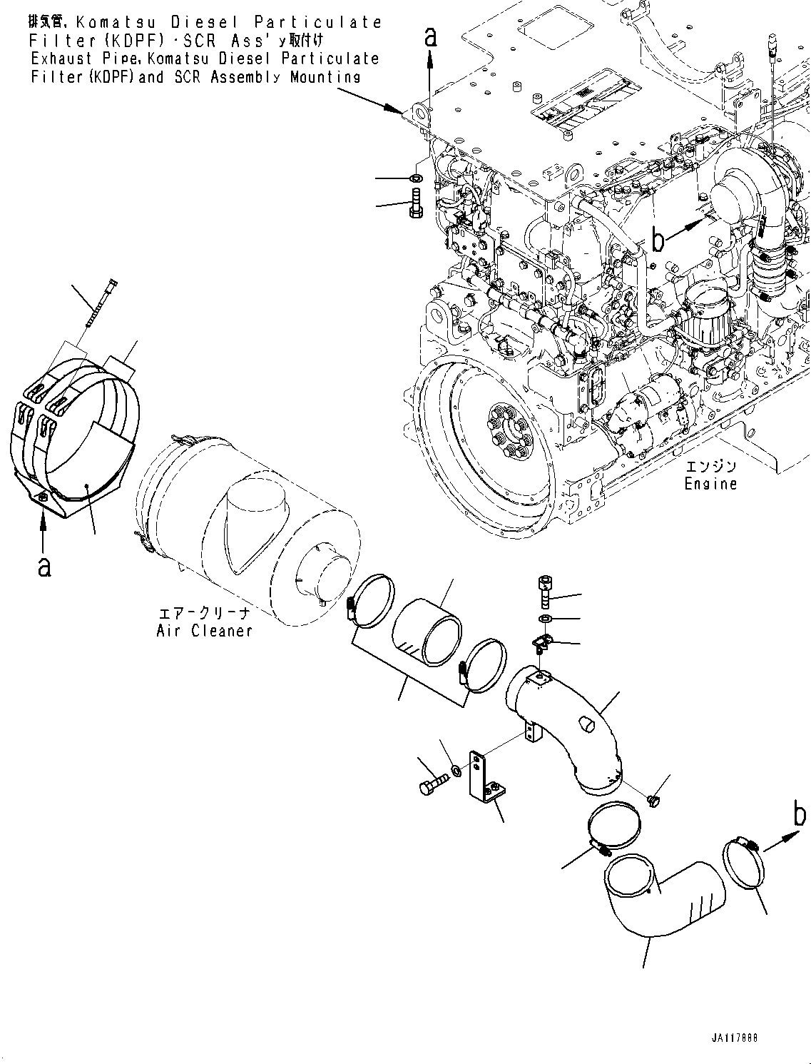 Komatsu parts book diagram for WA485-11E0 S/N H35051-UP: ENGINE WIRING HARNESS, WITHOUT TURBO II, AIR CLEANER RELATED PARTS