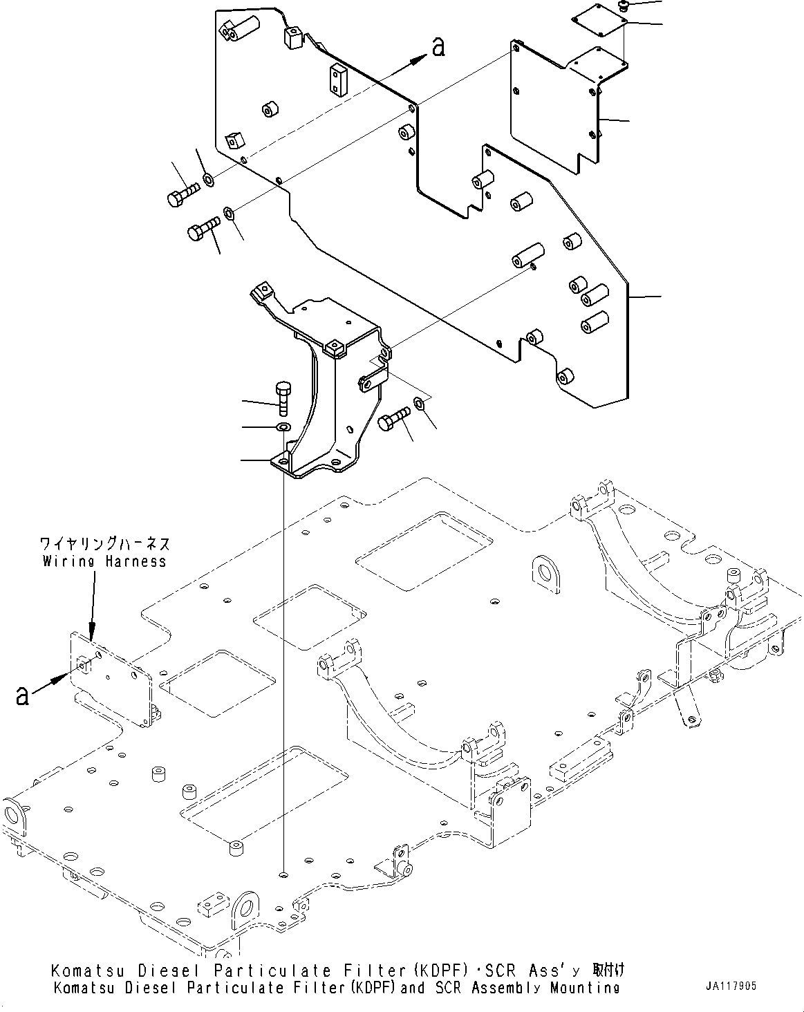 Komatsu parts book diagram for WA485-11E0 S/N H35051-UP: ENGINE WIRING HARNESS, WITH TURBO II, BOLT
