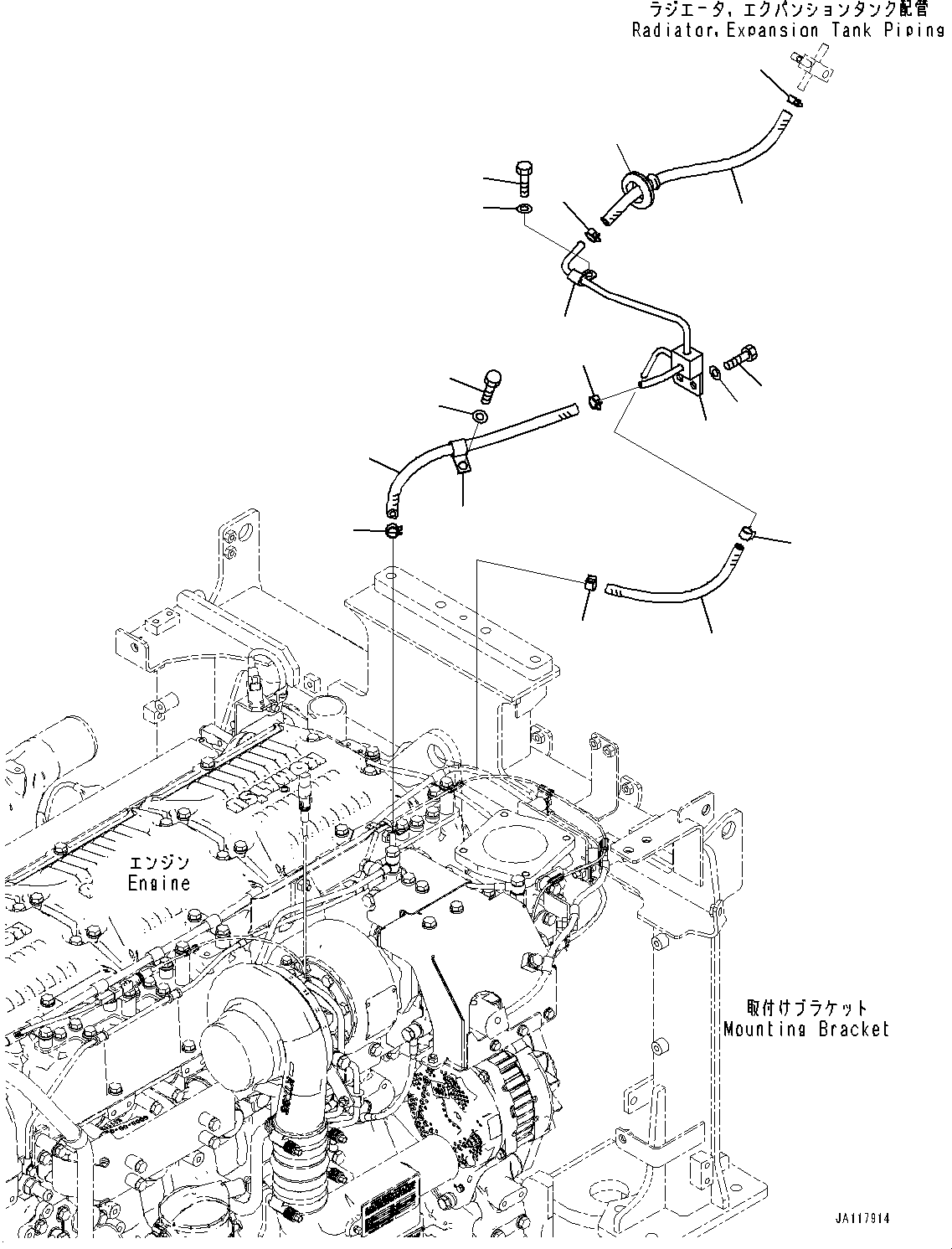 Komatsu parts book diagram for WA485-11E0 S/N H35051-UP: EXHAUST PIPE, AIR VENT PIPING