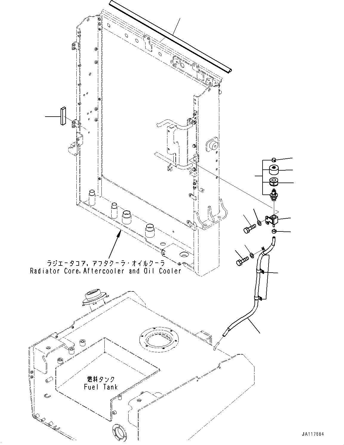 Komatsu parts book diagram for WA485-11E0 S/N H35051-UP: RADIATOR, BREATHER, FUEL TANK