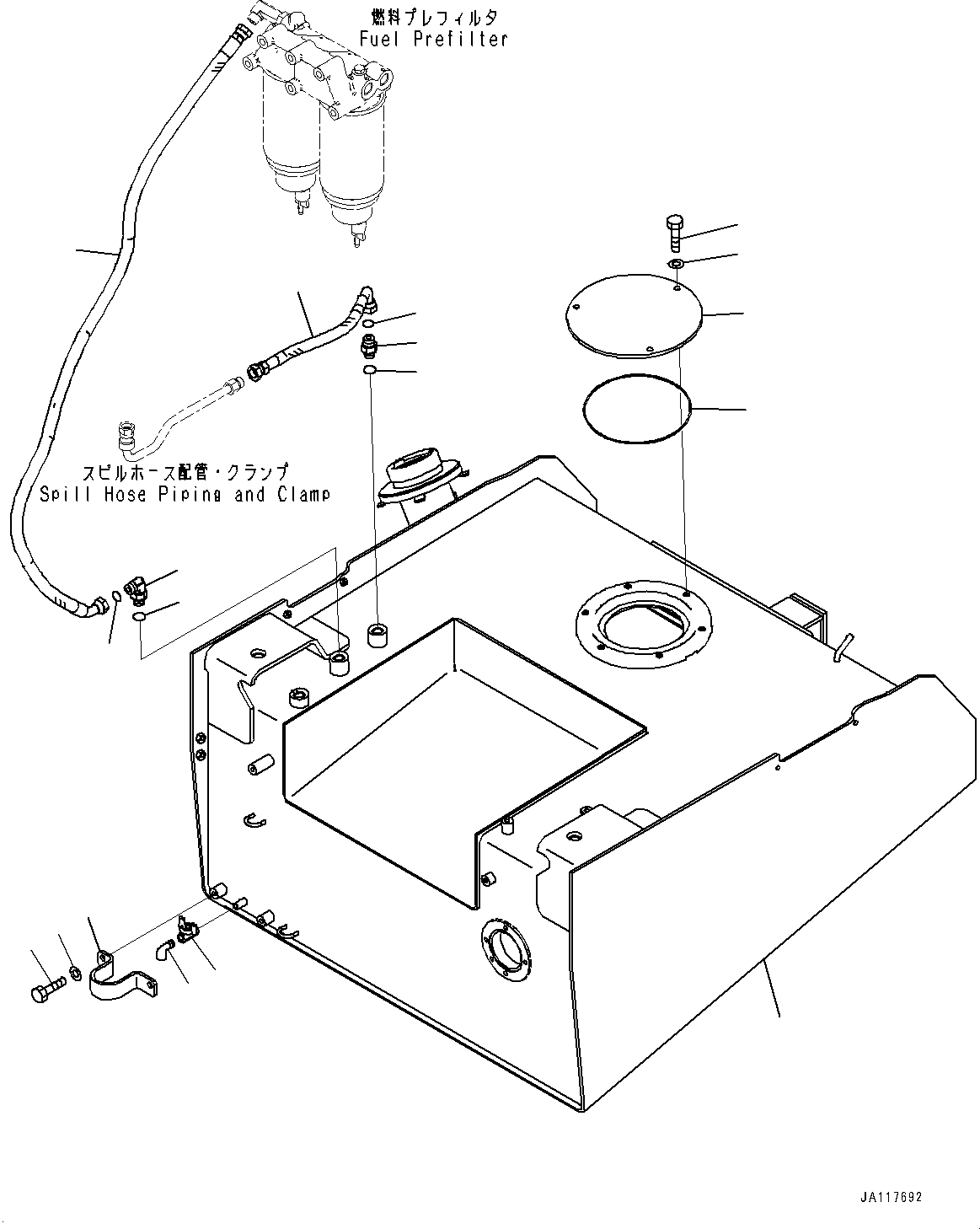 Komatsu parts book diagram for WA485-11E0 S/N H35051-UP: FUEL TANK, TANK AND PIPING