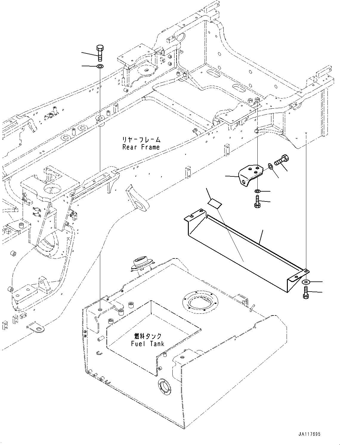 Komatsu parts book diagram for WA485-11E0 S/N H35051-UP: FUEL TANK, MOUNTING