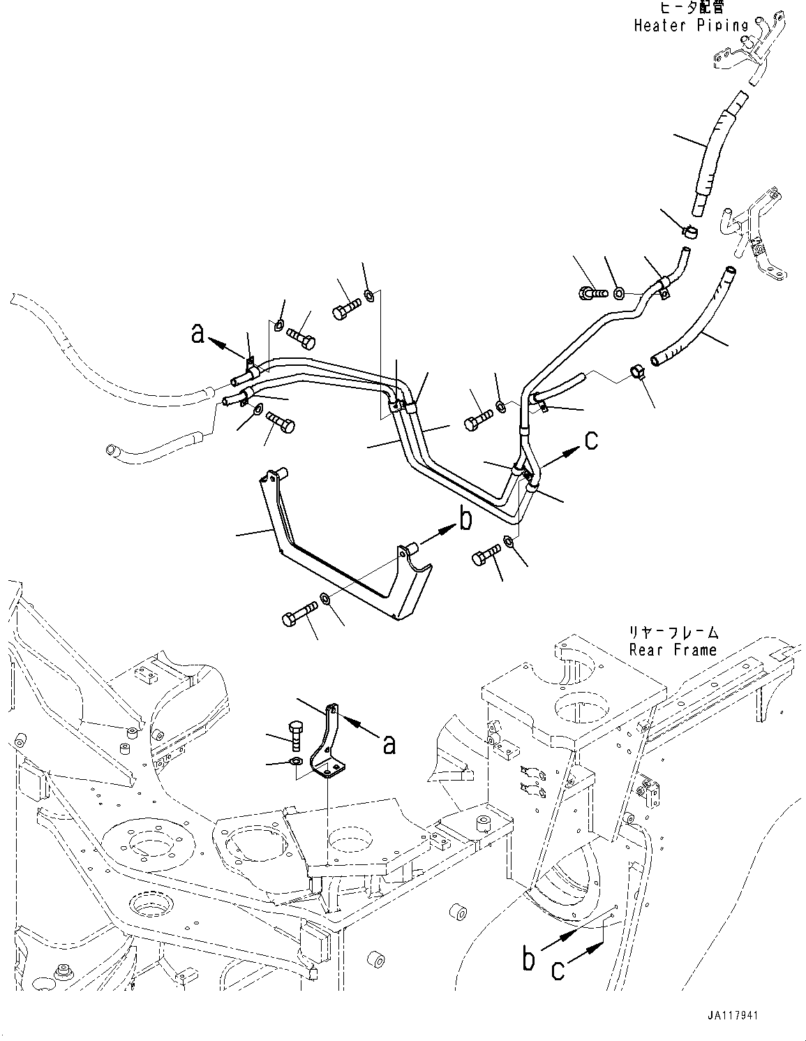 Komatsu parts book diagram for WA485-11E0 S/N H35051-UP: DEF PIPING, WITHOUT AFJS, PIPING (1/2)