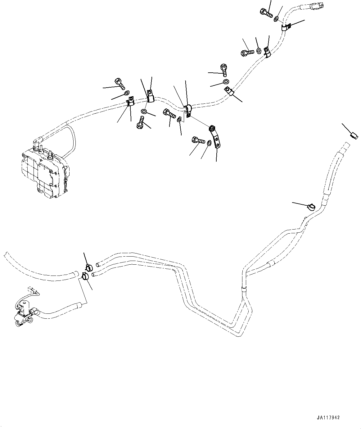 Komatsu parts book diagram for WA485-11E0 S/N H35051-UP: DEF PIPING, WITHOUT AFJS, PIPING MOUNTING