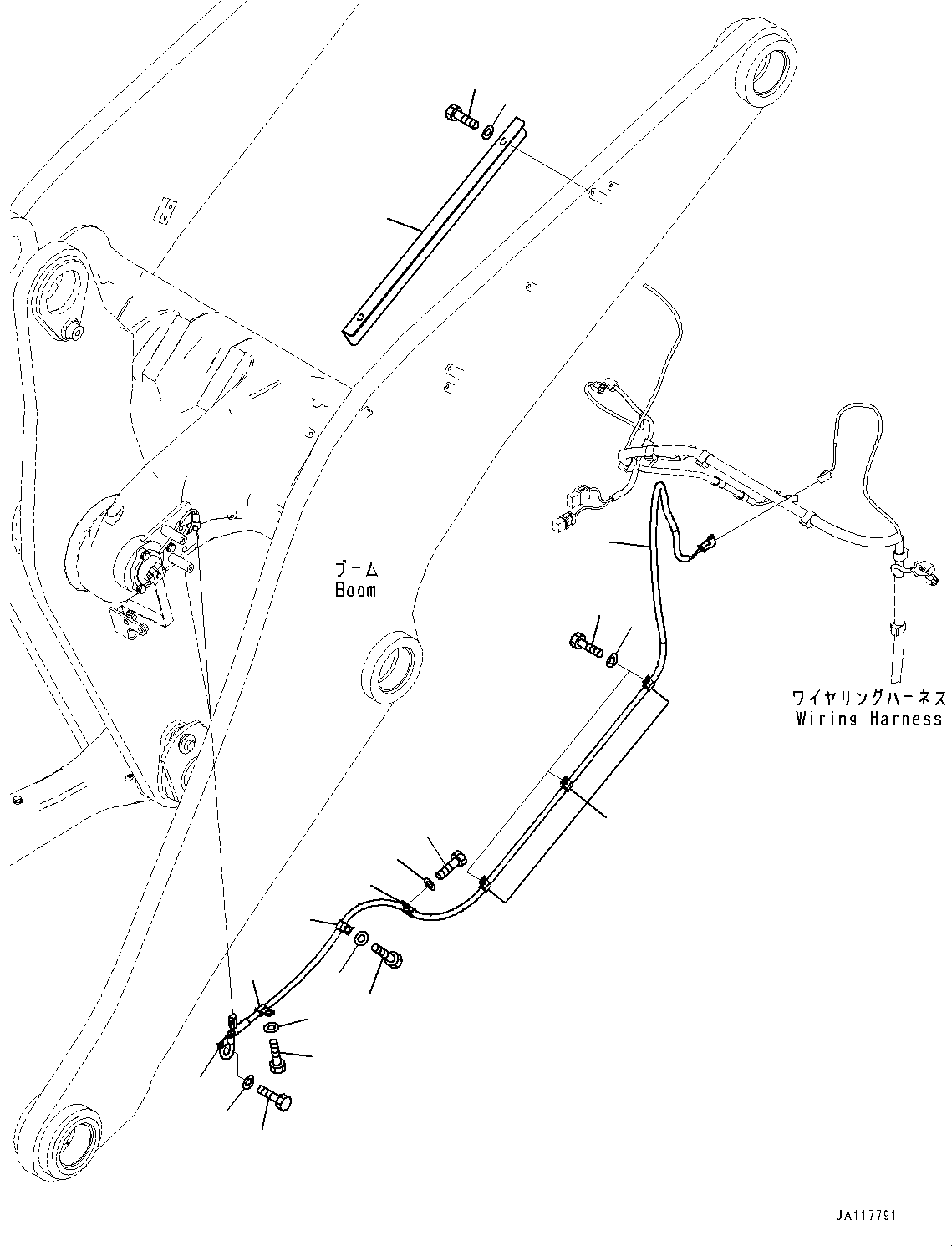 Komatsu parts book diagram for WA485-11E0 S/N H35051-UP: FRONT WIRING HARNESS, BOOM WIRING HARNESS