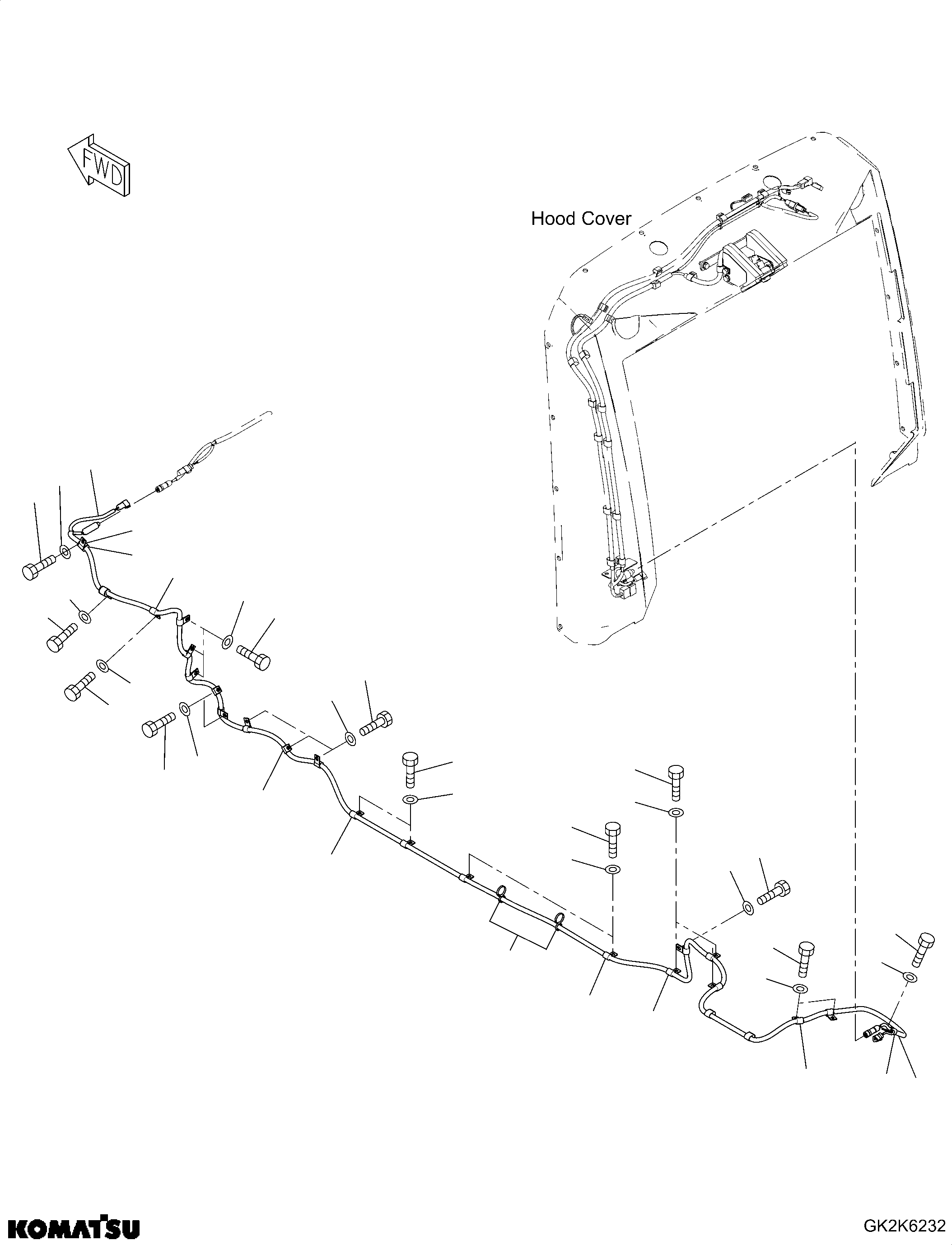 Komatsu parts book diagram for WA485-11E0 S/N H35051-UP: REAR WIRING HARNESS, WIRING HARNESS REARVIEW CAMERA