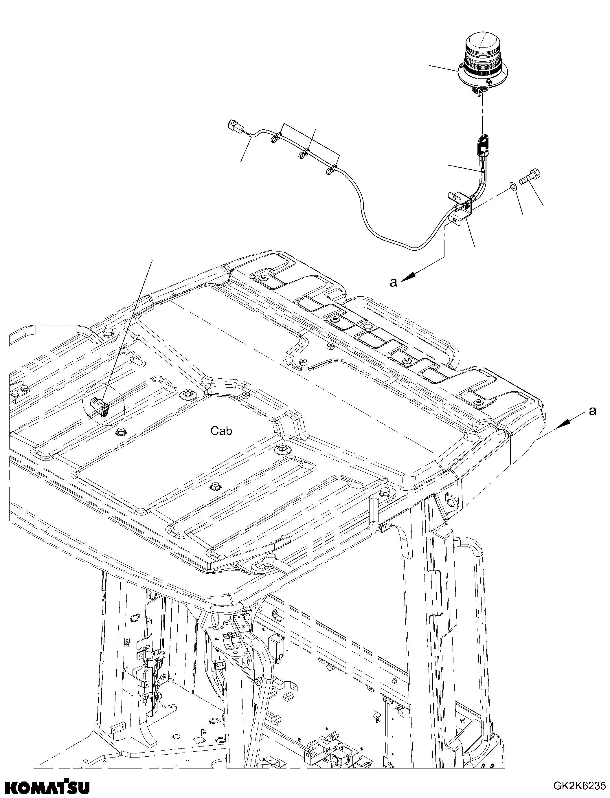 Komatsu parts book diagram for WA485-11E0 S/N H35051-UP: BEACON LAMP, LED, TILTABLE