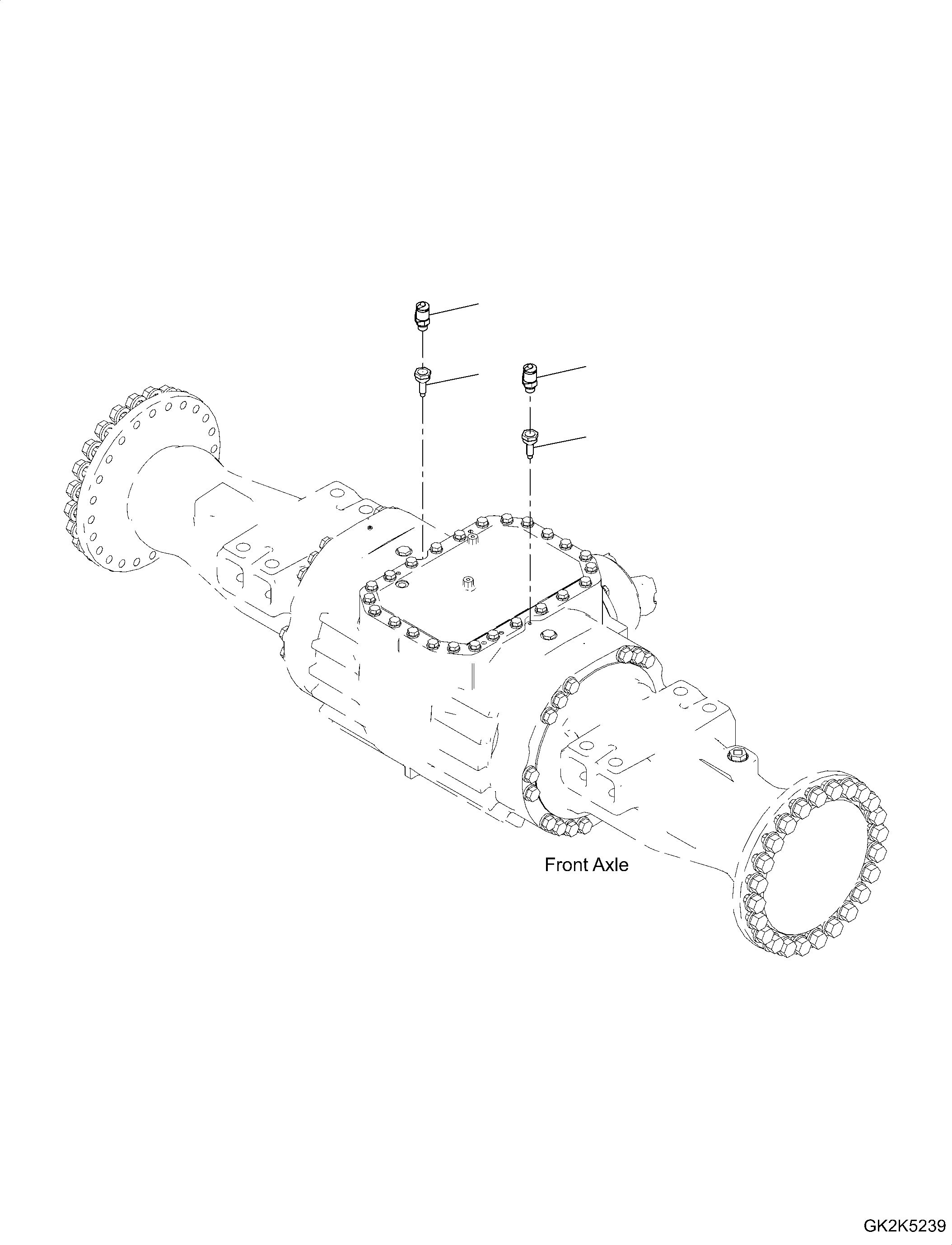 Komatsu parts book diagram for WA485-11E0 S/N H35051-UP: FRONT AXLE, WITH LIMITED SLIP DIFFERENTIAL, BLEEDER