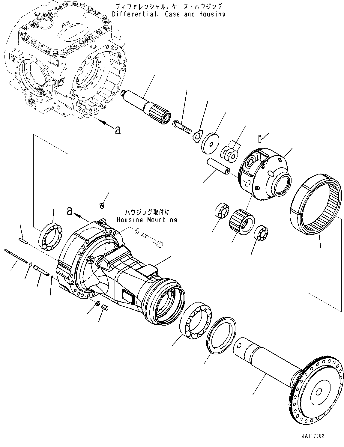 Komatsu parts book diagram for WA485-11E0 S/N H35051-UP: REAR AXLE, WITHOUT LIMITED SLIP DIFFERENTIAL, FINAL DRIVE L.H.