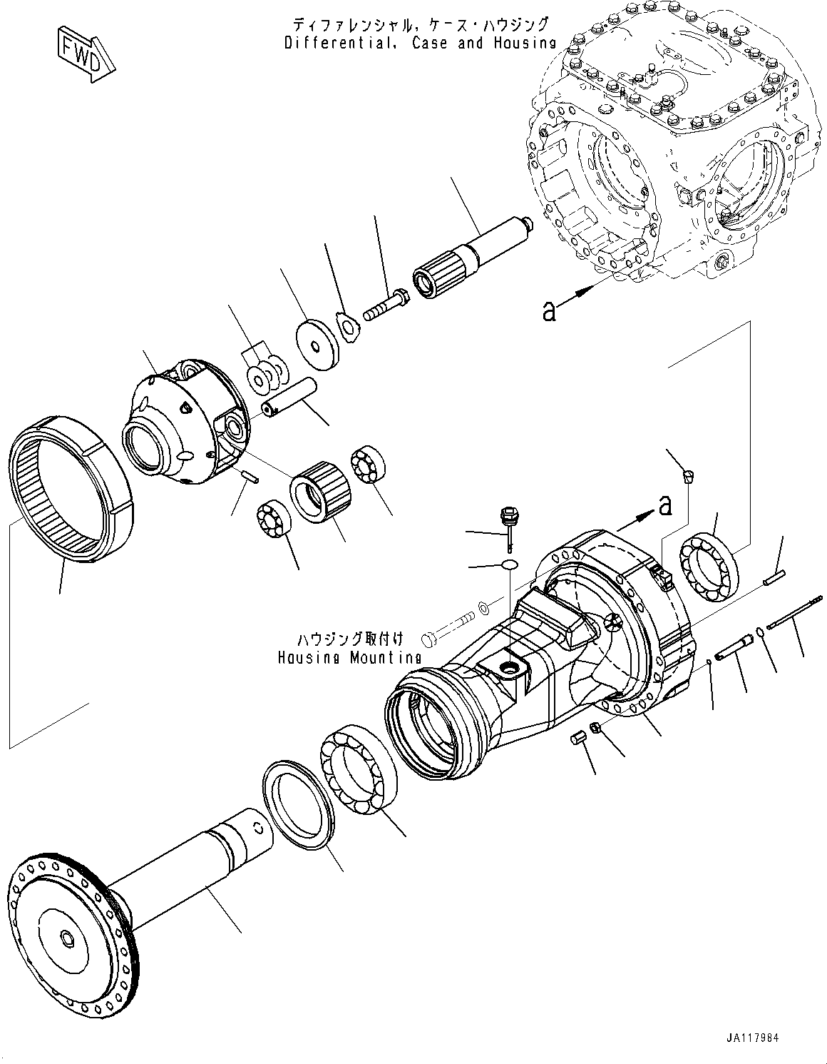 Komatsu parts book diagram for WA485-11E0 S/N H35051-UP: REAR AXLE, WITHOUT LIMITED SLIP DIFFERENTIAL, FINAL DRIVE R.H.