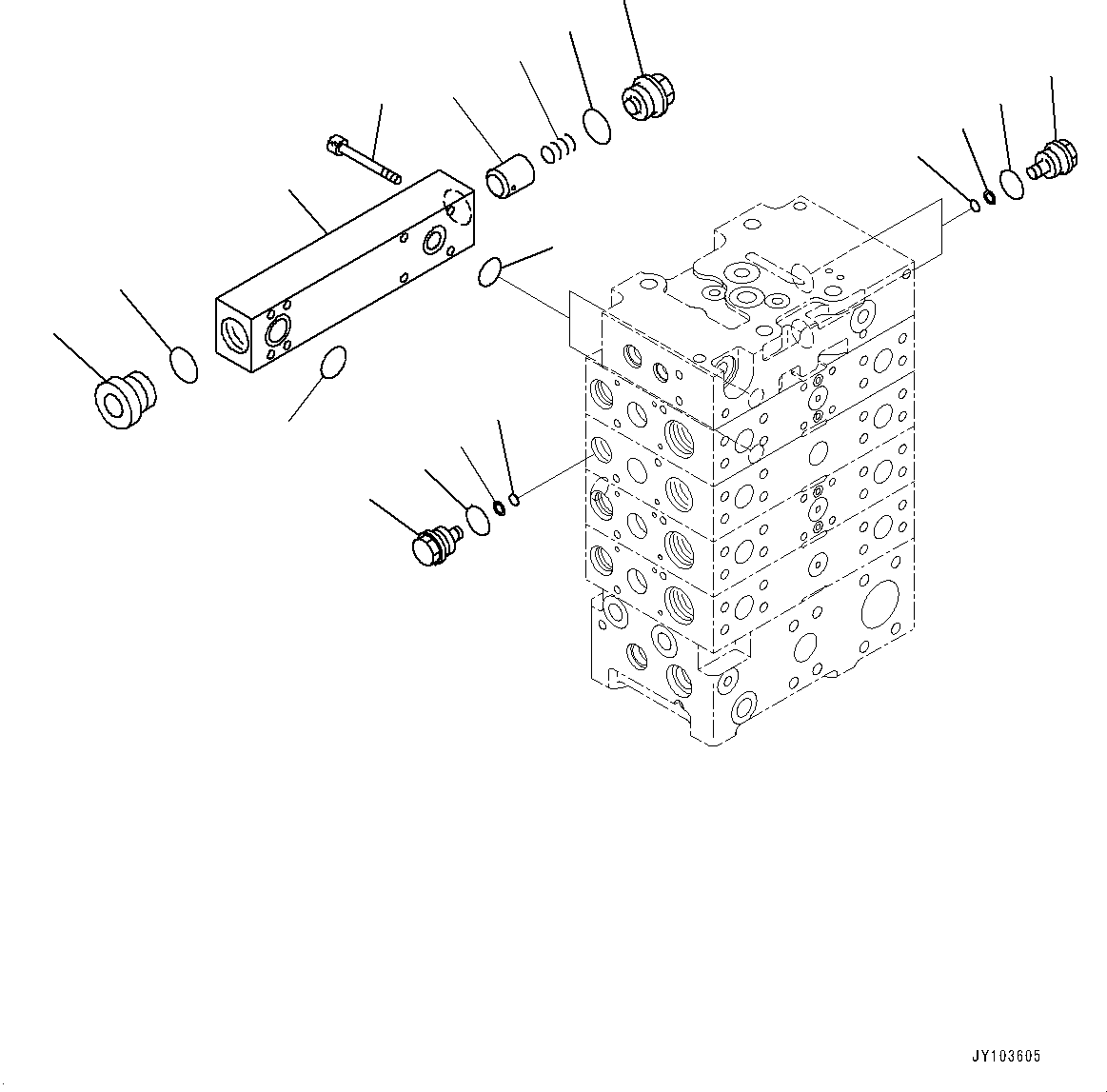 Komatsu parts book diagram for WA485-11E0 S/N H35051-UP: CONTROL VALVE, WITH 2-SPOOL CONTROL VALVE, 4-VALVE (3/14)