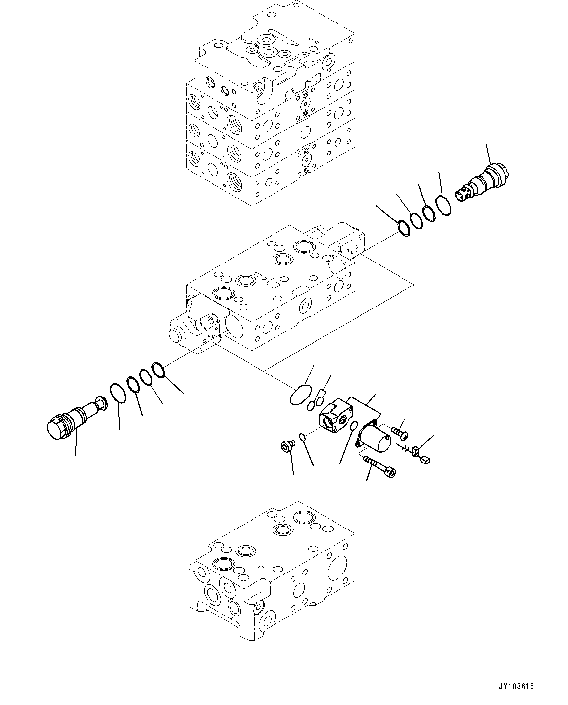 Komatsu parts book diagram for WA485-11E0 S/N H35051-UP: CONTROL VALVE, WITH 2-SPOOL CONTROL VALVE, 4-VALVE (5/14)