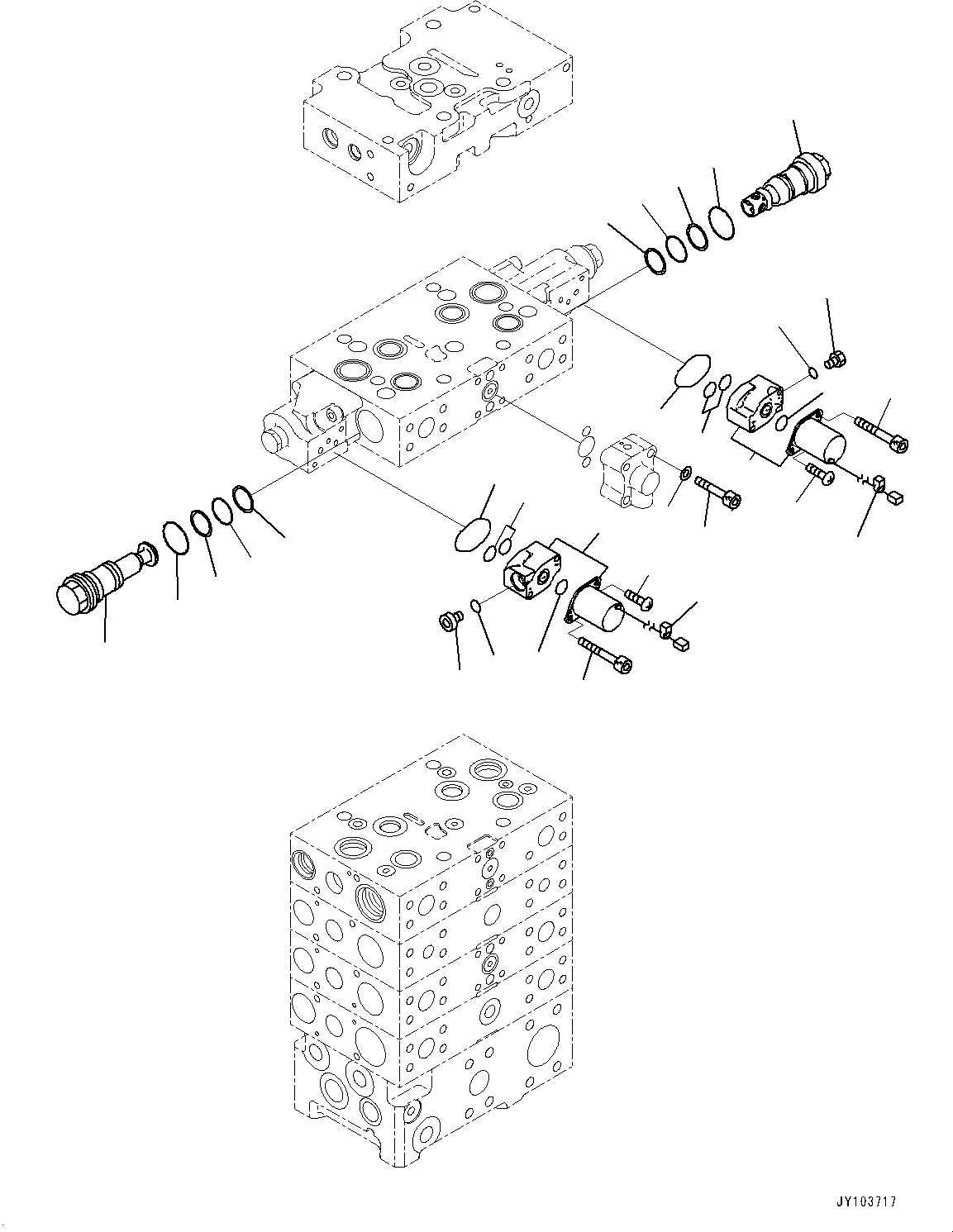 Komatsu parts book diagram for WA485-11E0 S/N H35051-UP: CONTROL VALVE, WITH 3-SPOOL CONTROL VALVE, 5-VALVE (14/16)