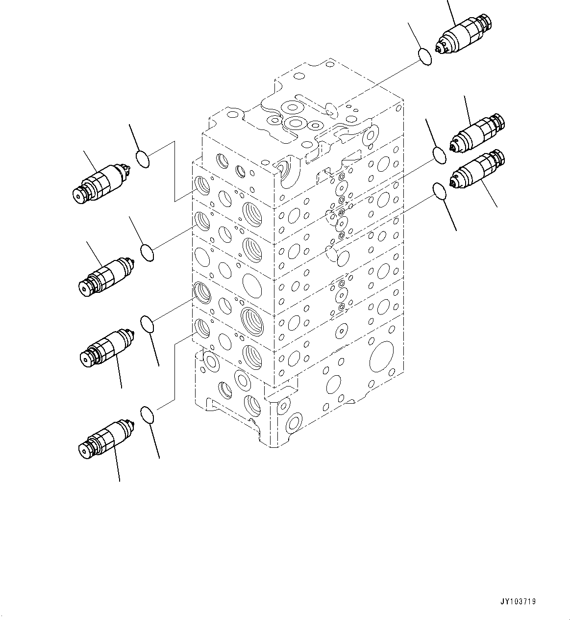 Komatsu parts book diagram for WA485-11E0 S/N H35051-UP: CONTROL VALVE, WITH 3-SPOOL CONTROL VALVE, 5-VALVE (15/16)
