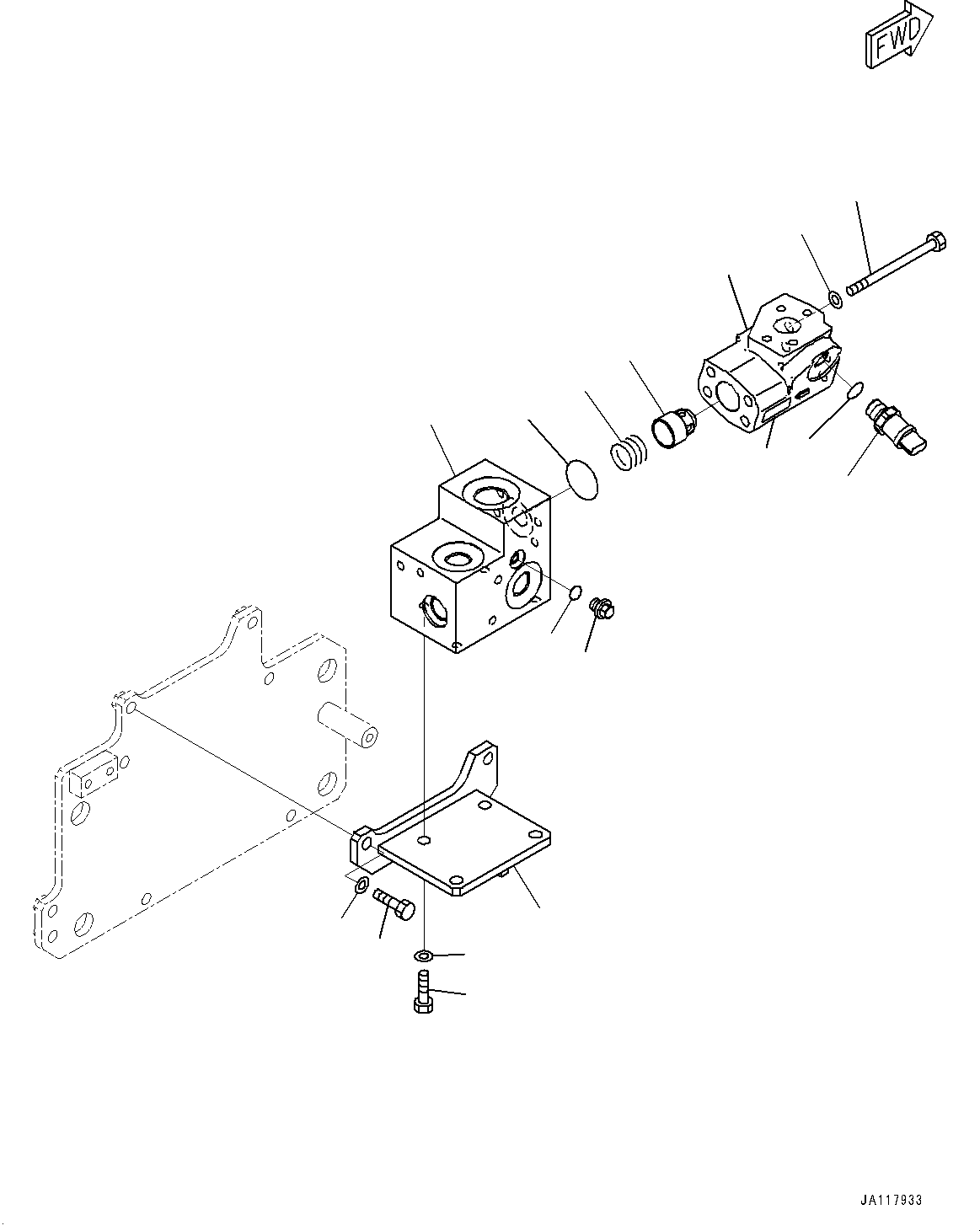 Komatsu parts book diagram for WA485-11E0 S/N H35051-UP: STEERING DEMAND VALVE, WITH AFJS, VALVE AND BRACKET