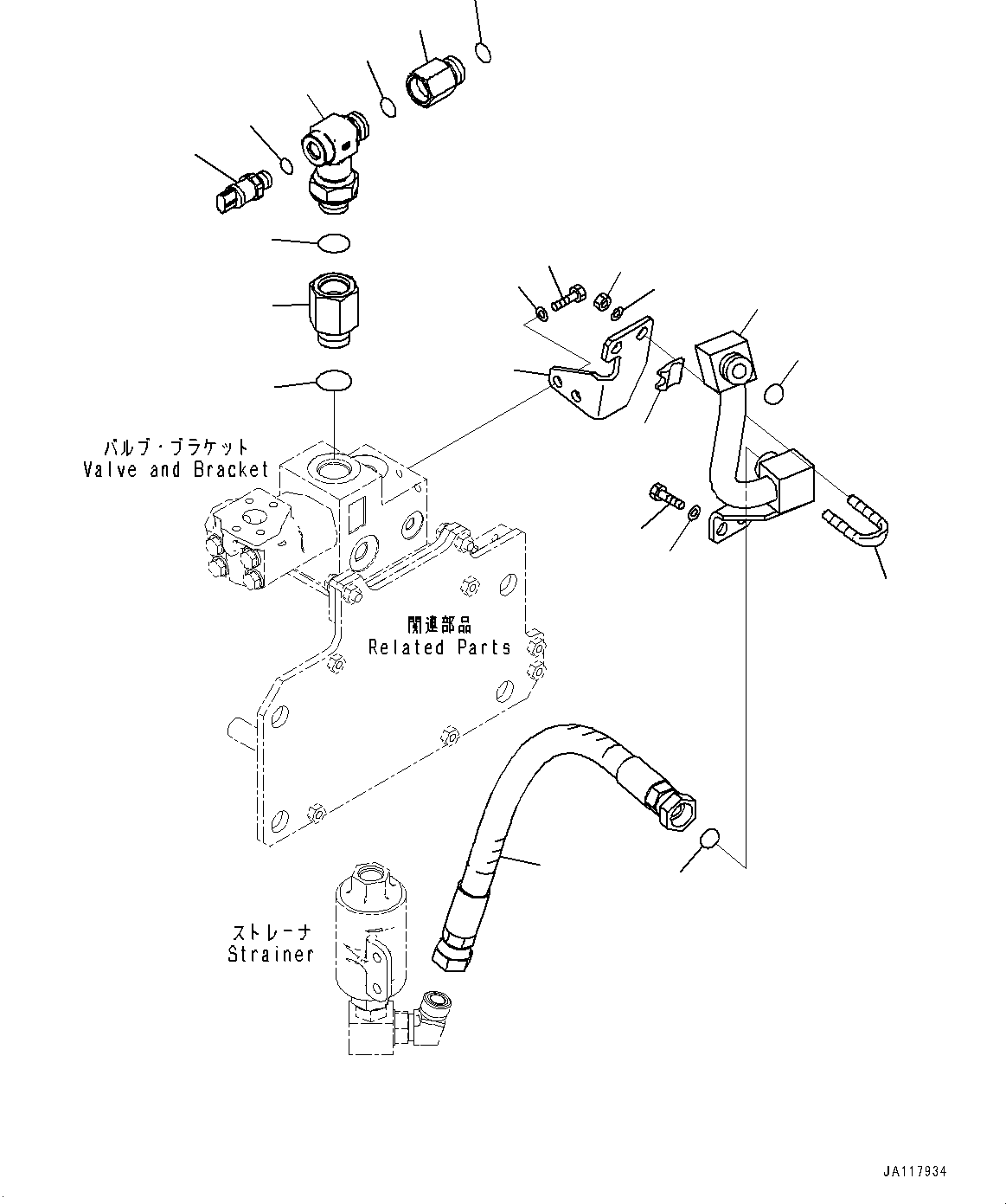 Komatsu parts book diagram for WA485-11E0 S/N H35051-UP: STEERING DEMAND VALVE, WITH AFJS, HYDRAULIC PUMP PIPING