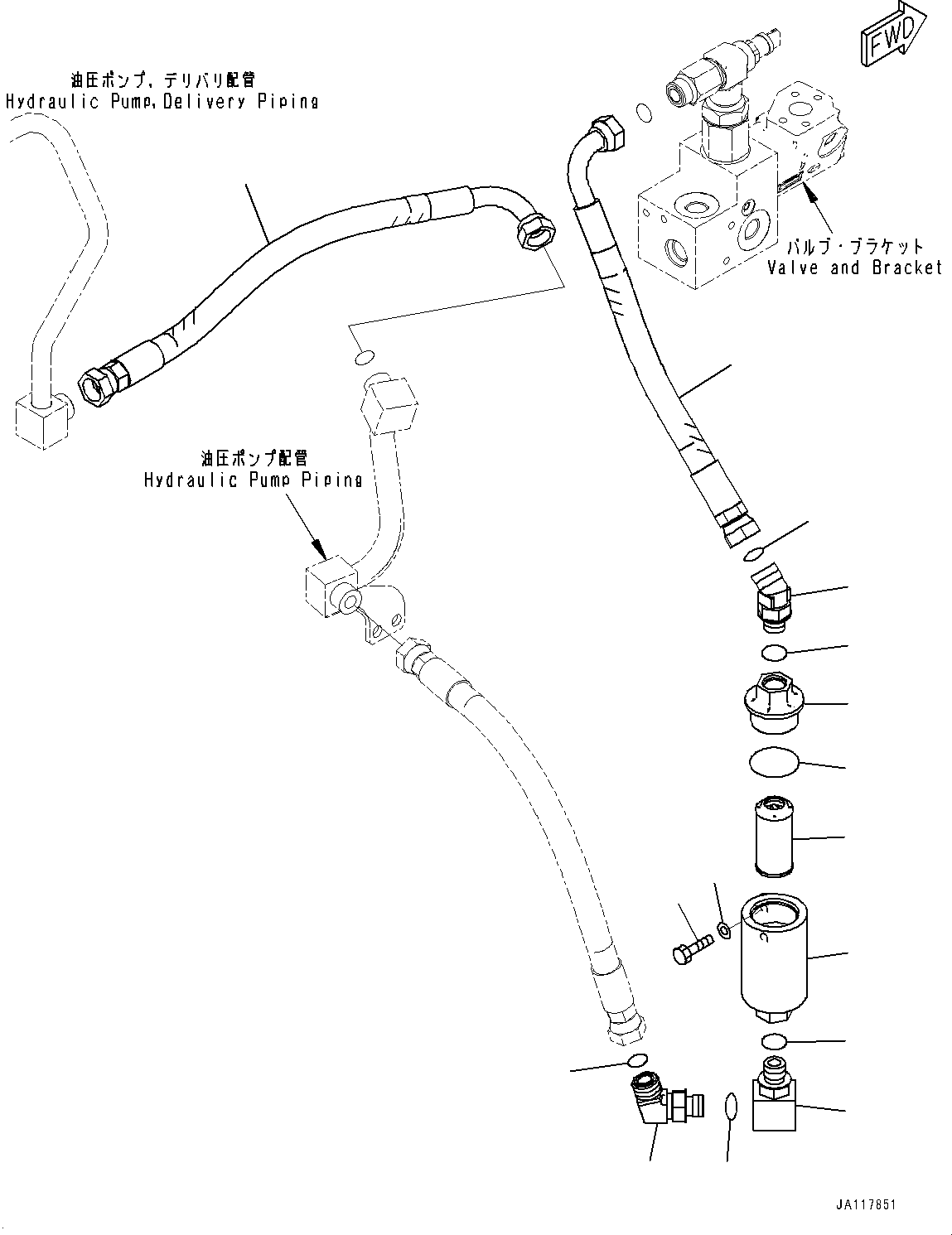 Komatsu parts book diagram for WA485-11E0 S/N H35051-UP: STEERING DEMAND VALVE, WITH AFJS, STRAINER
