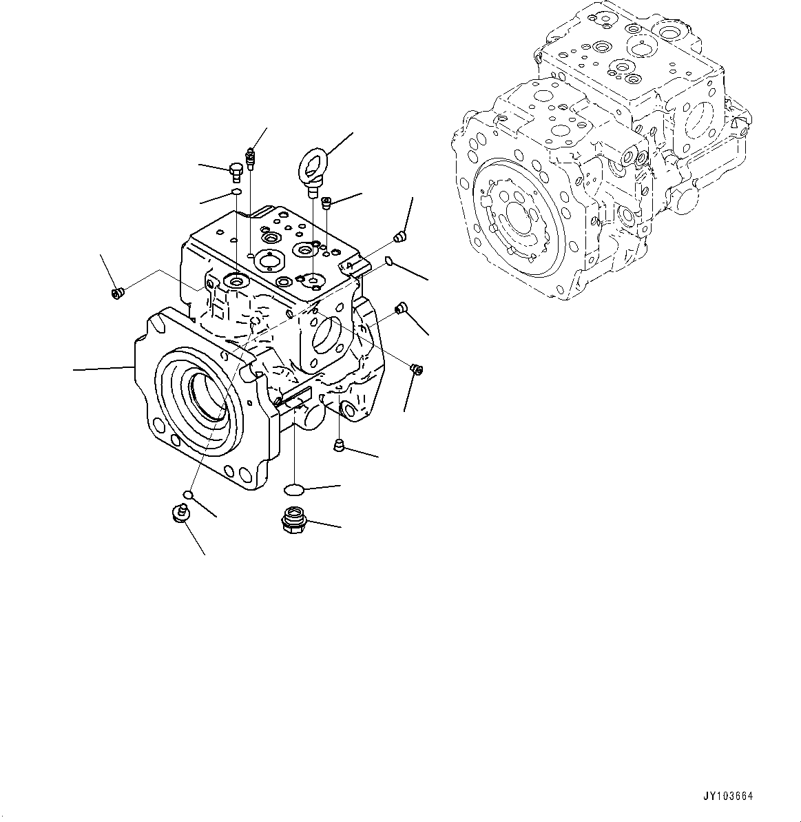 Komatsu parts book diagram for WA485-11E0 S/N H35051-UP: HYDRAULIC PUMP, WITHOUT AFJS, PISTON PUMP (1/22)
