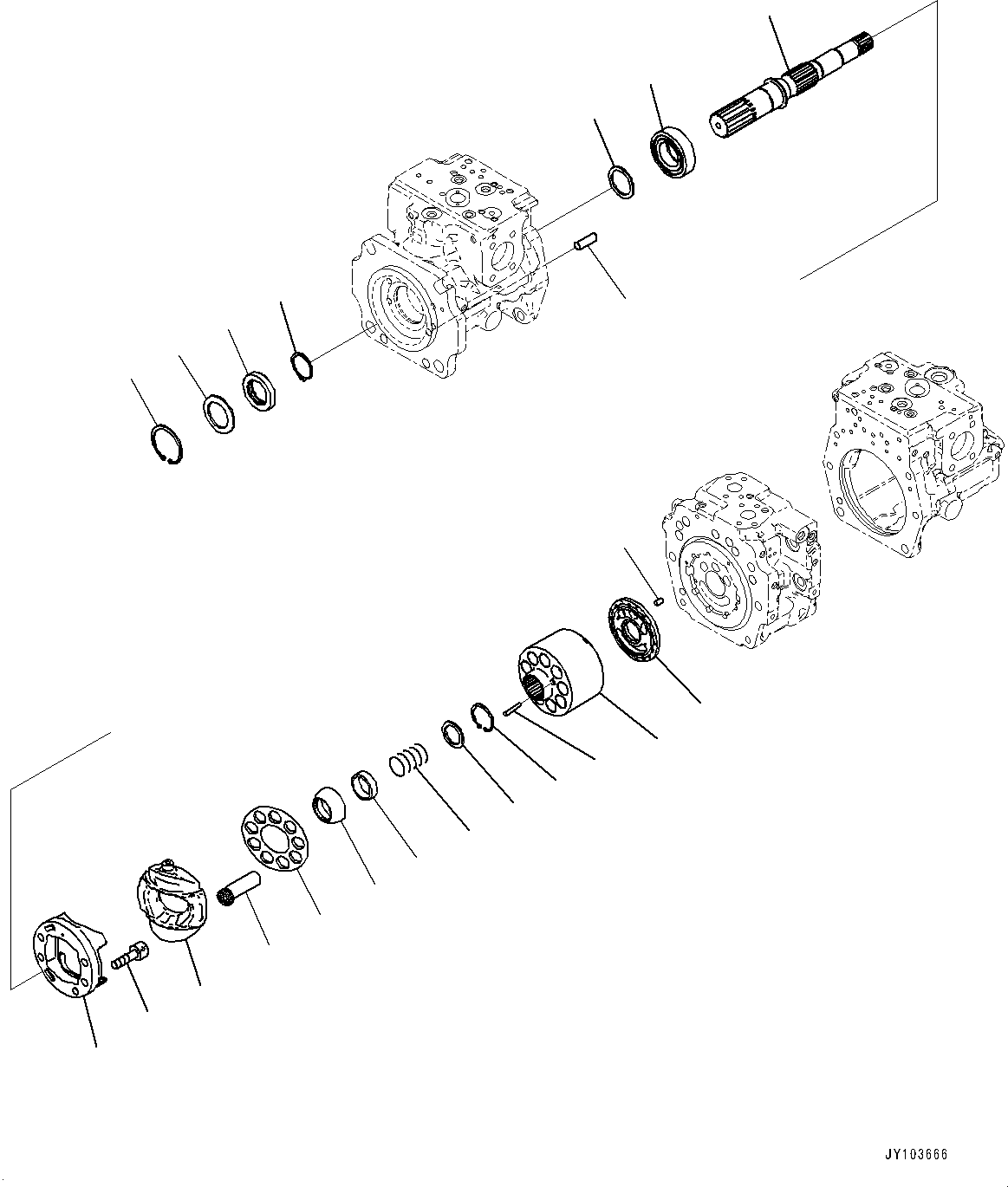 Komatsu parts book diagram for WA485-11E0 S/N H35051-UP: HYDRAULIC PUMP, WITHOUT AFJS, PISTON PUMP (3/22)