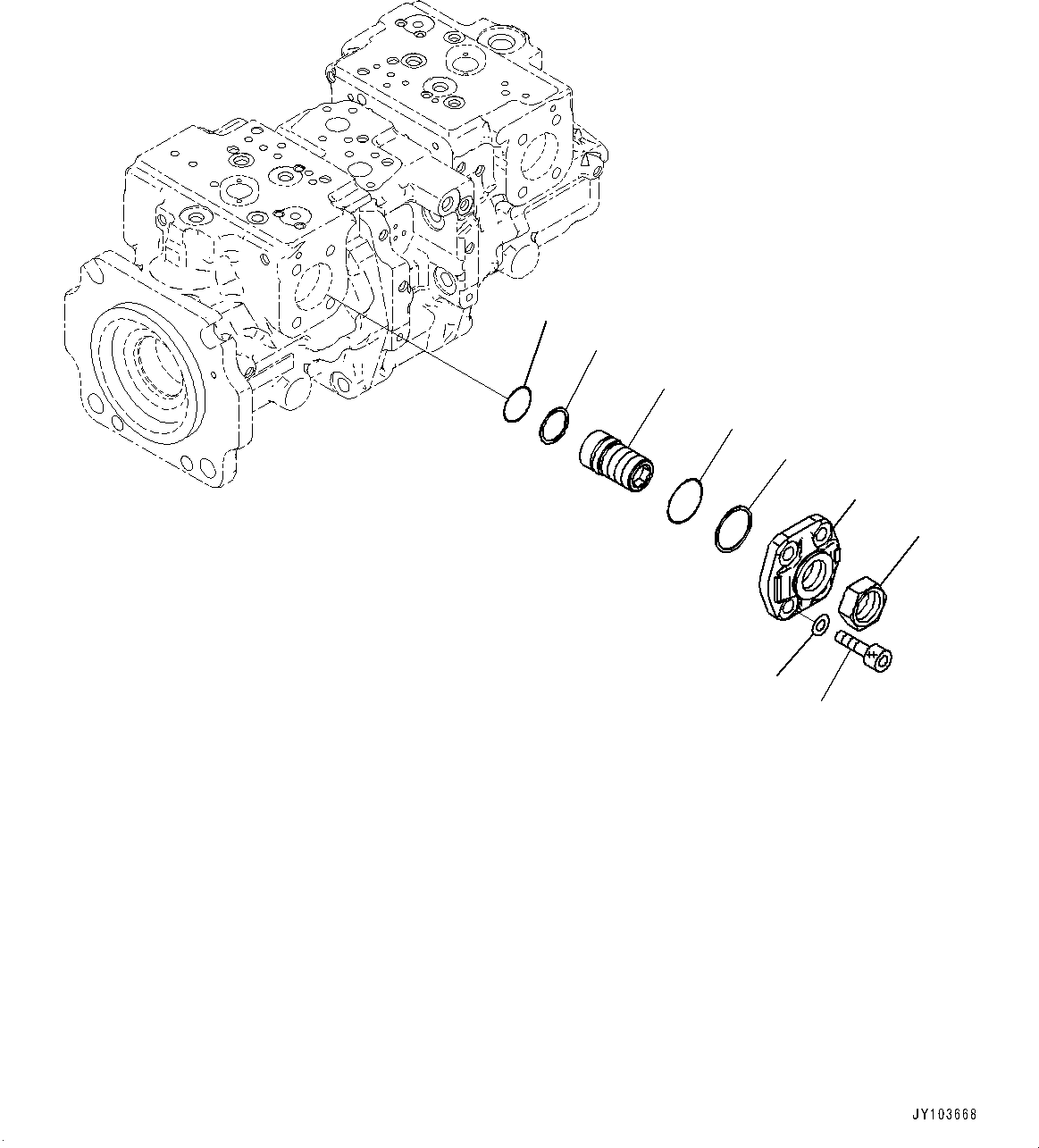 Komatsu parts book diagram for WA485-11E0 S/N H35051-UP: HYDRAULIC PUMP, WITHOUT AFJS, PISTON PUMP (5/22)