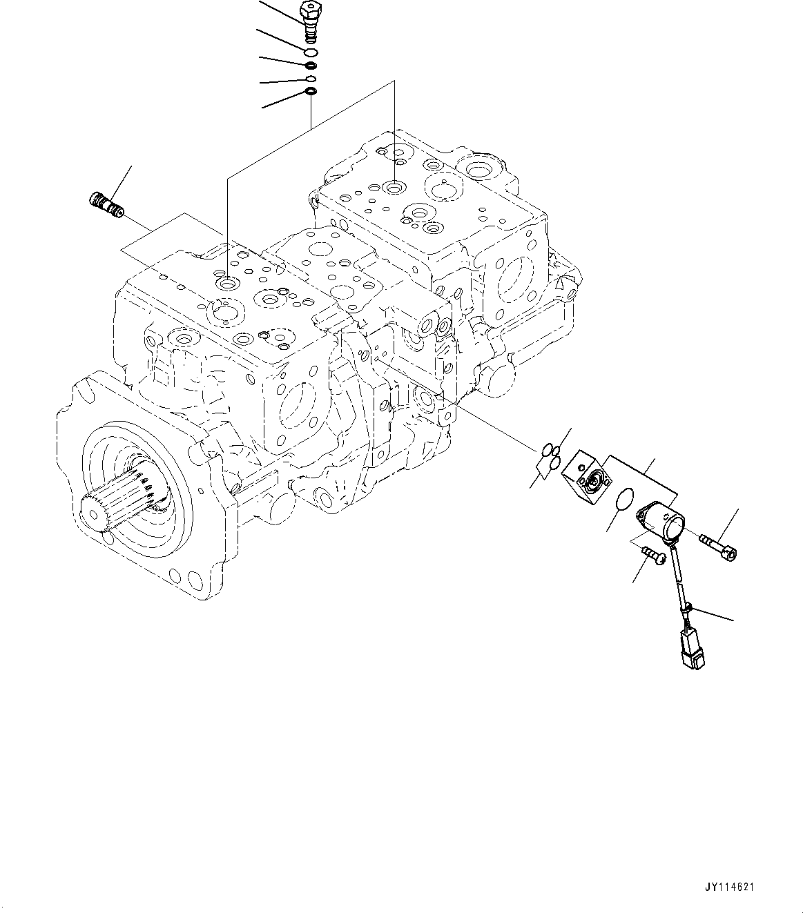 Komatsu parts book diagram for WA485-11E0 S/N H35051-UP: HYDRAULIC PUMP, WITH AFJS, PISTON PUMP (11/22)