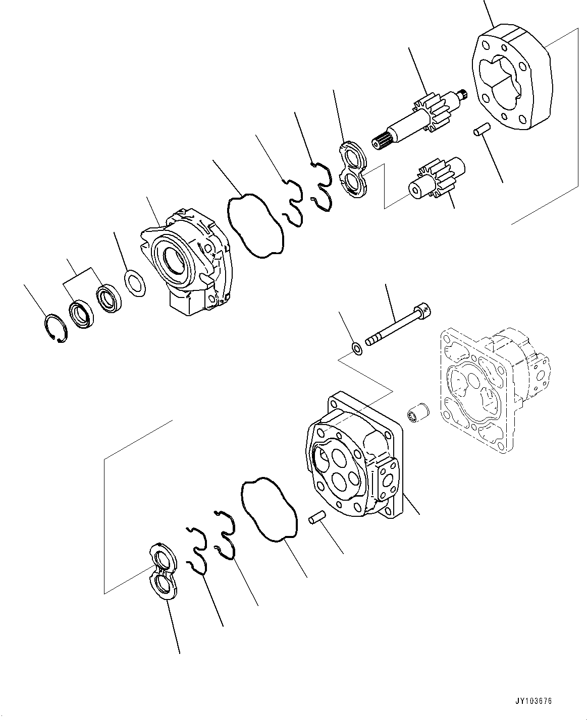 Komatsu parts book diagram for WA485-11E0 S/N H35051-UP: HYDRAULIC PUMP, WITH AFJS, GEAR PUMP (1/3)