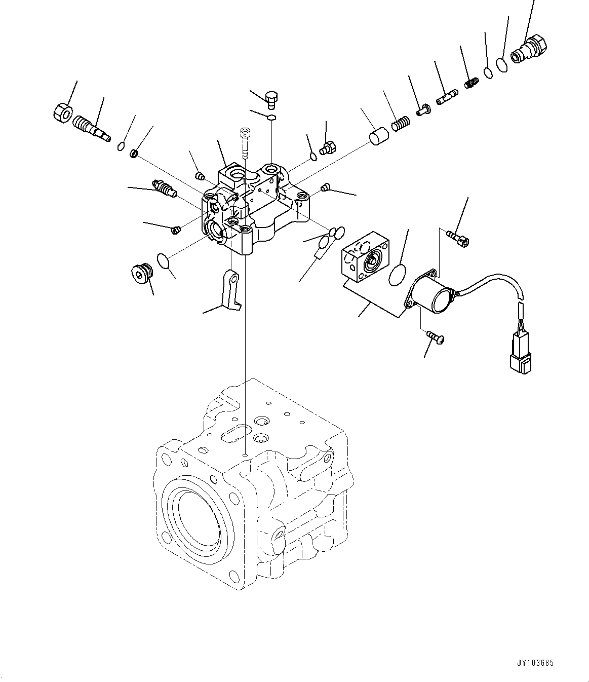 Komatsu parts book diagram for WA485-11E0 S/N H35051-UP: HYDRAULIC PUMP, WITHOUT AFJS, PISTON PUMP (20/22)